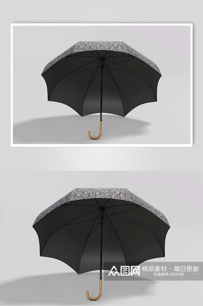 阴影极简黑色简约雨伞包装贴图样机素材