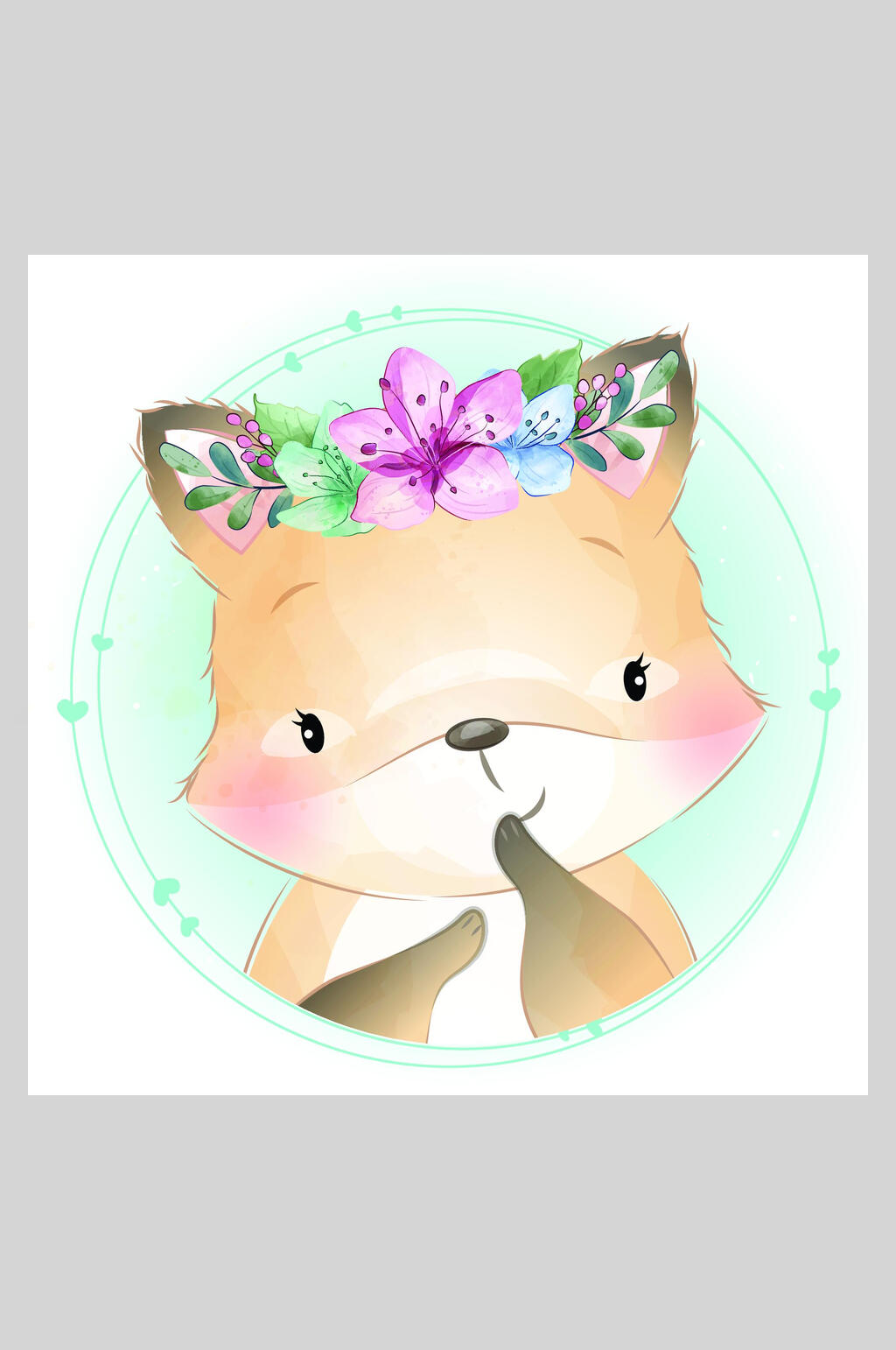 唯美创意时尚水彩卡通动物矢量插画素材