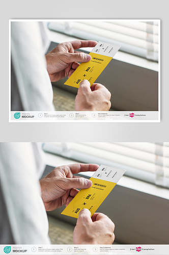 纸张高端手指飞机票智能贴图样机