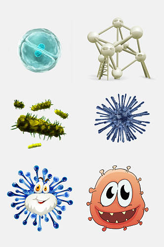 创意卡通病毒分子免抠元素素材