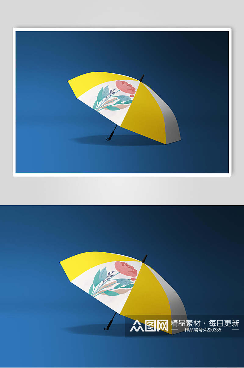 雨伞花朵蓝黄创意大气清新品牌样机素材