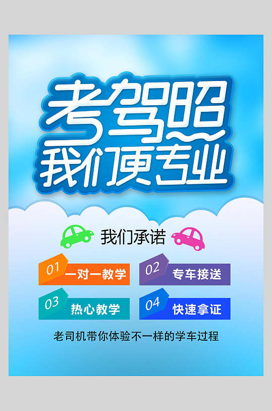 我们更专业驾校驾考学车招生促销宣传海报