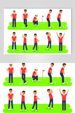 绿色卡通扁平化男女体育运动插画矢量素材