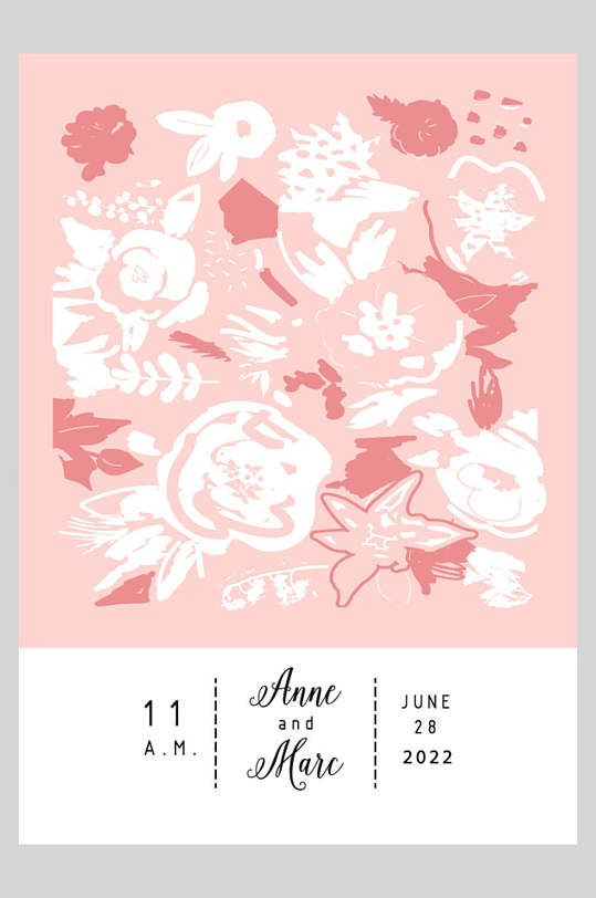 粉色抽象花卉矢量宣传海报