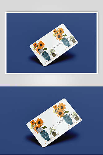 花朵卡片蓝色创意大气立体品牌样机