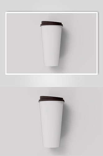 被子灰色简约风咖啡奶茶杯贴图样机