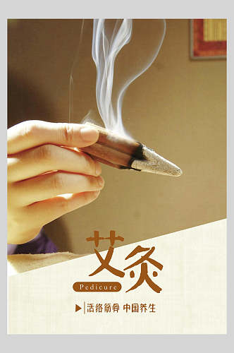 艾灸中式中医养生文化海报