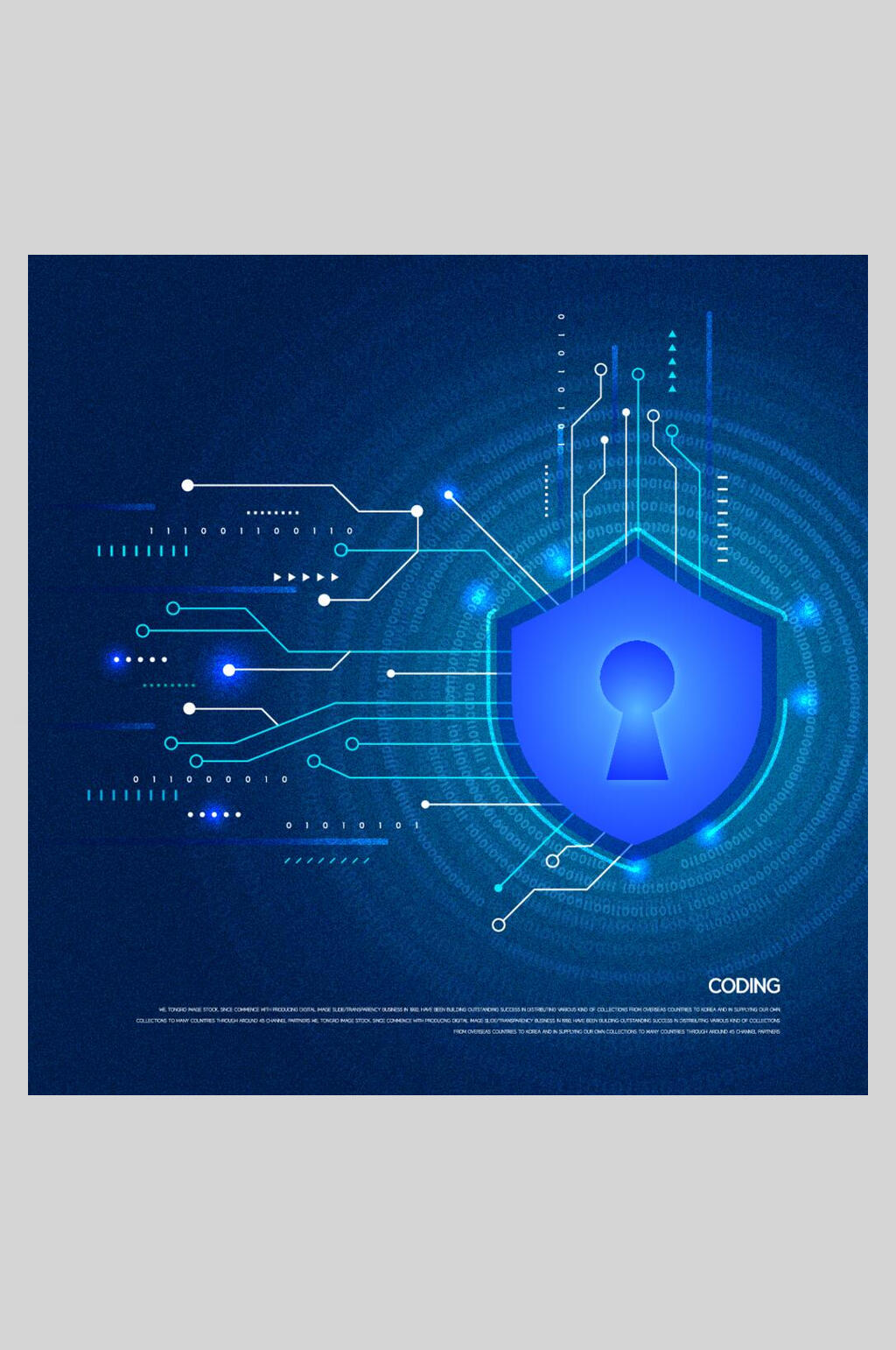 蓝色护盾电子网络科技矢量素材素材