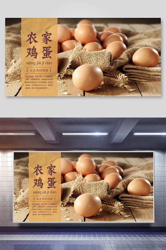 创意大气农家土鸡蛋食材促销展板
