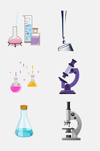 显微镜简约卡通科学化学用具免抠素材