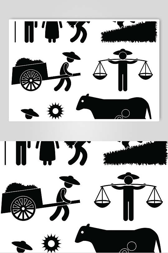 农民人物黑色图标矢量素材