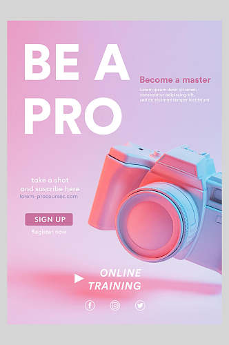 粉色相机摄影淘宝宣传海报