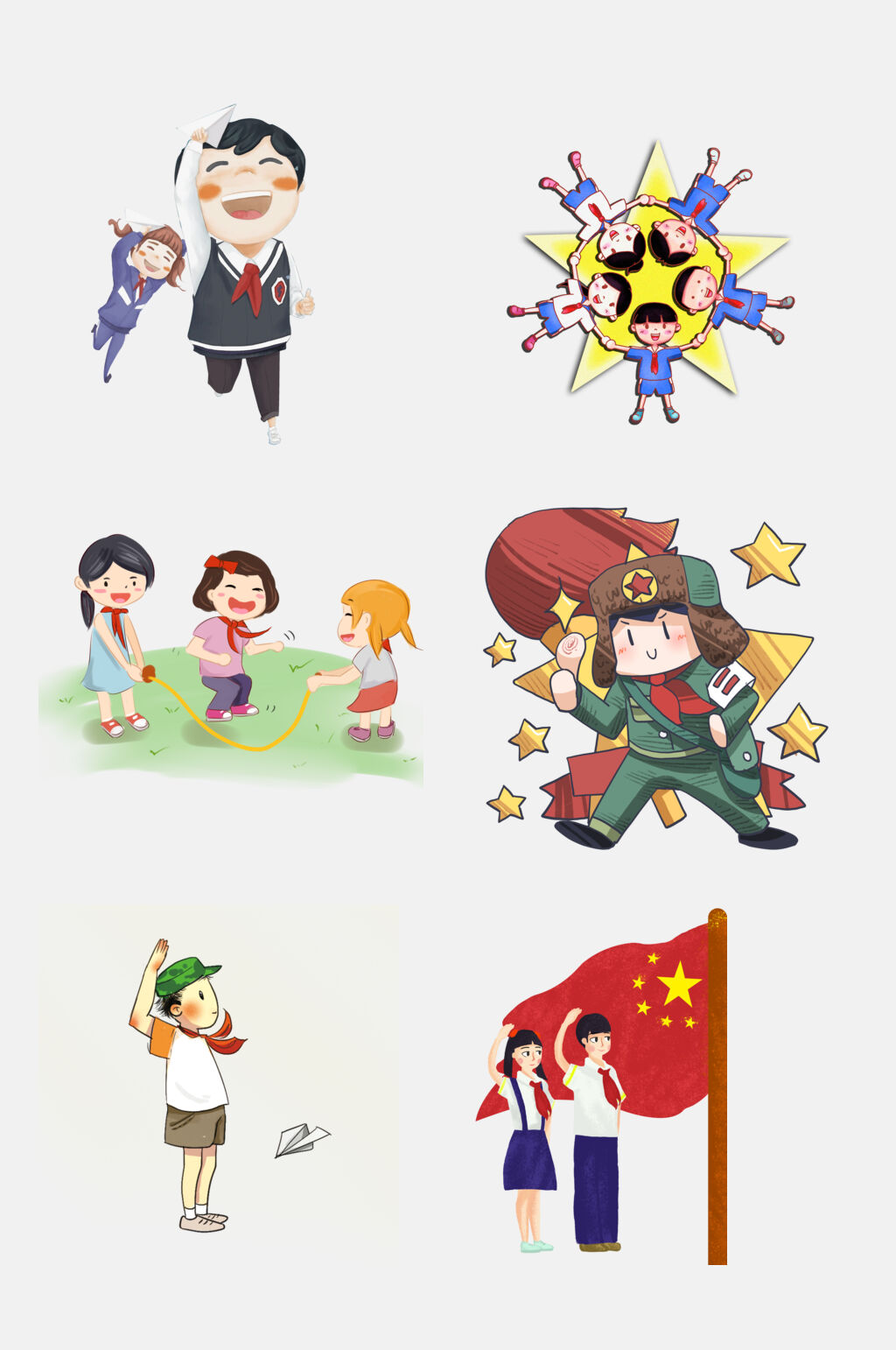 民族风卡通红领巾少年免抠设计素材素材