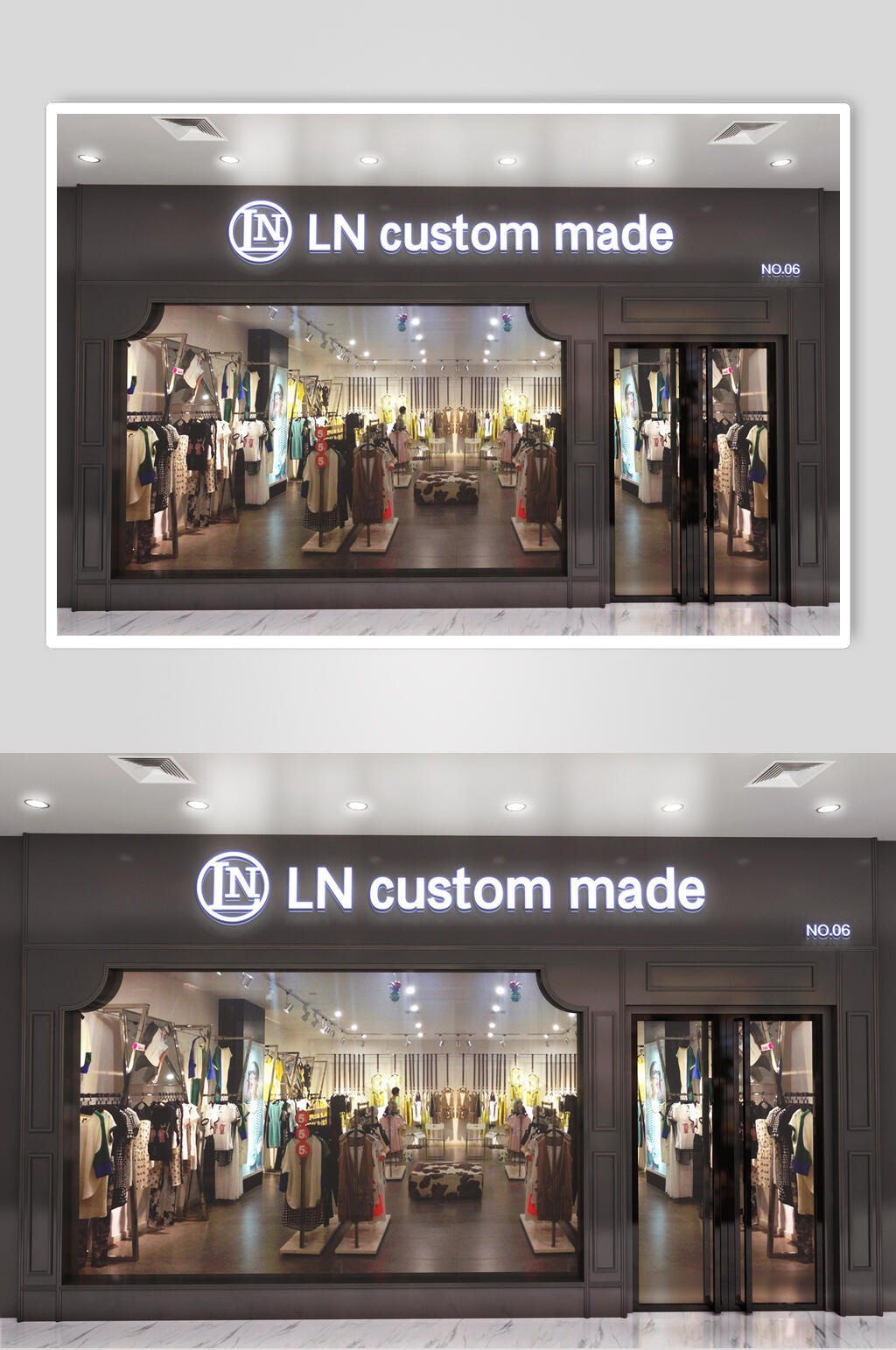 图标黑门头招牌LOGO设计展示样机素材