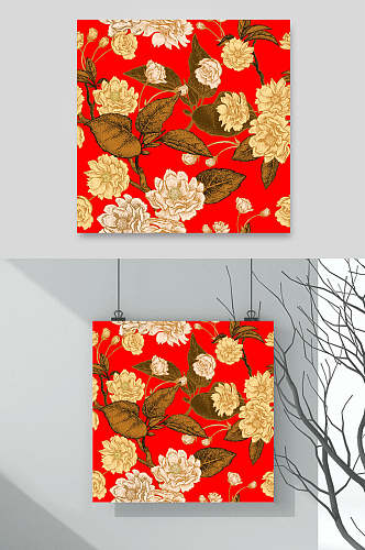 红金中国风花卉花朵纹理矢量设计素材