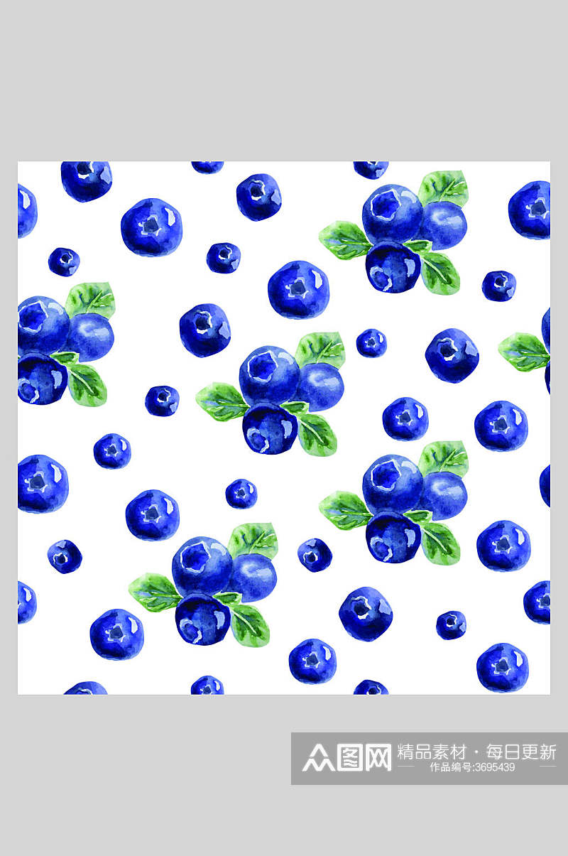 简约蓝莓水果插画背景矢量素材素材