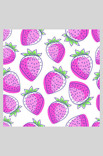 唯美草莓水果插画背景矢量素材