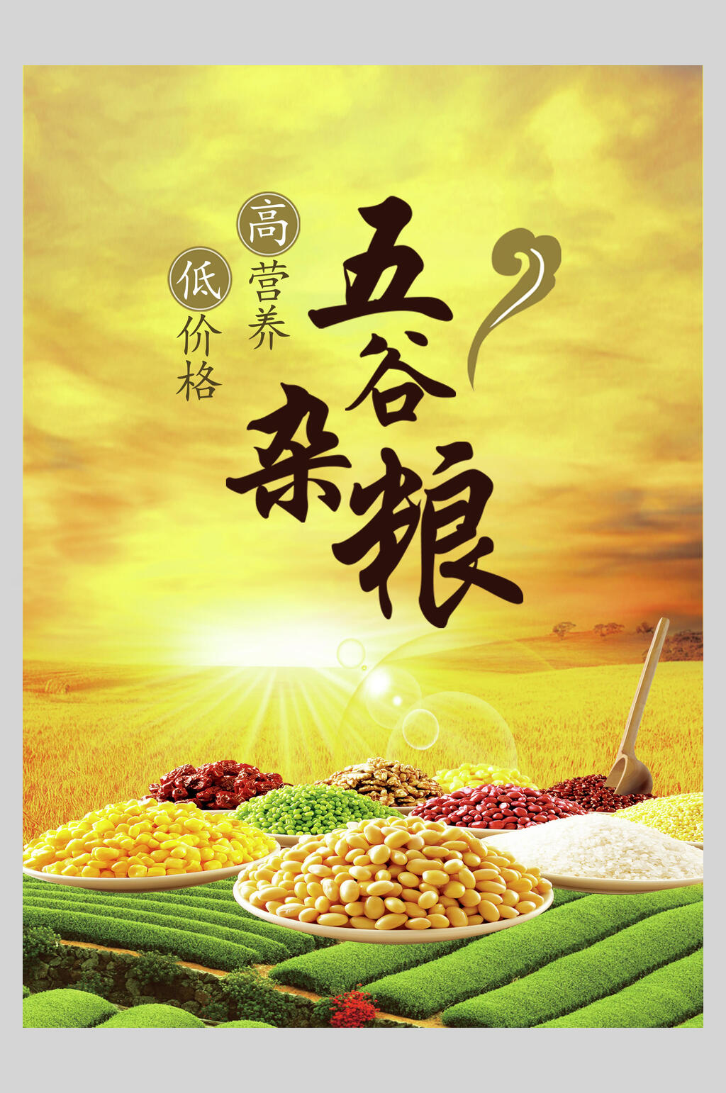 时尚五谷杂粮食材促销海报素材