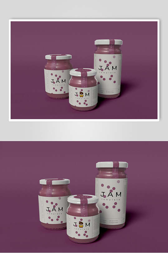 紫色瓶子简约果酱罐子包装贴图样机