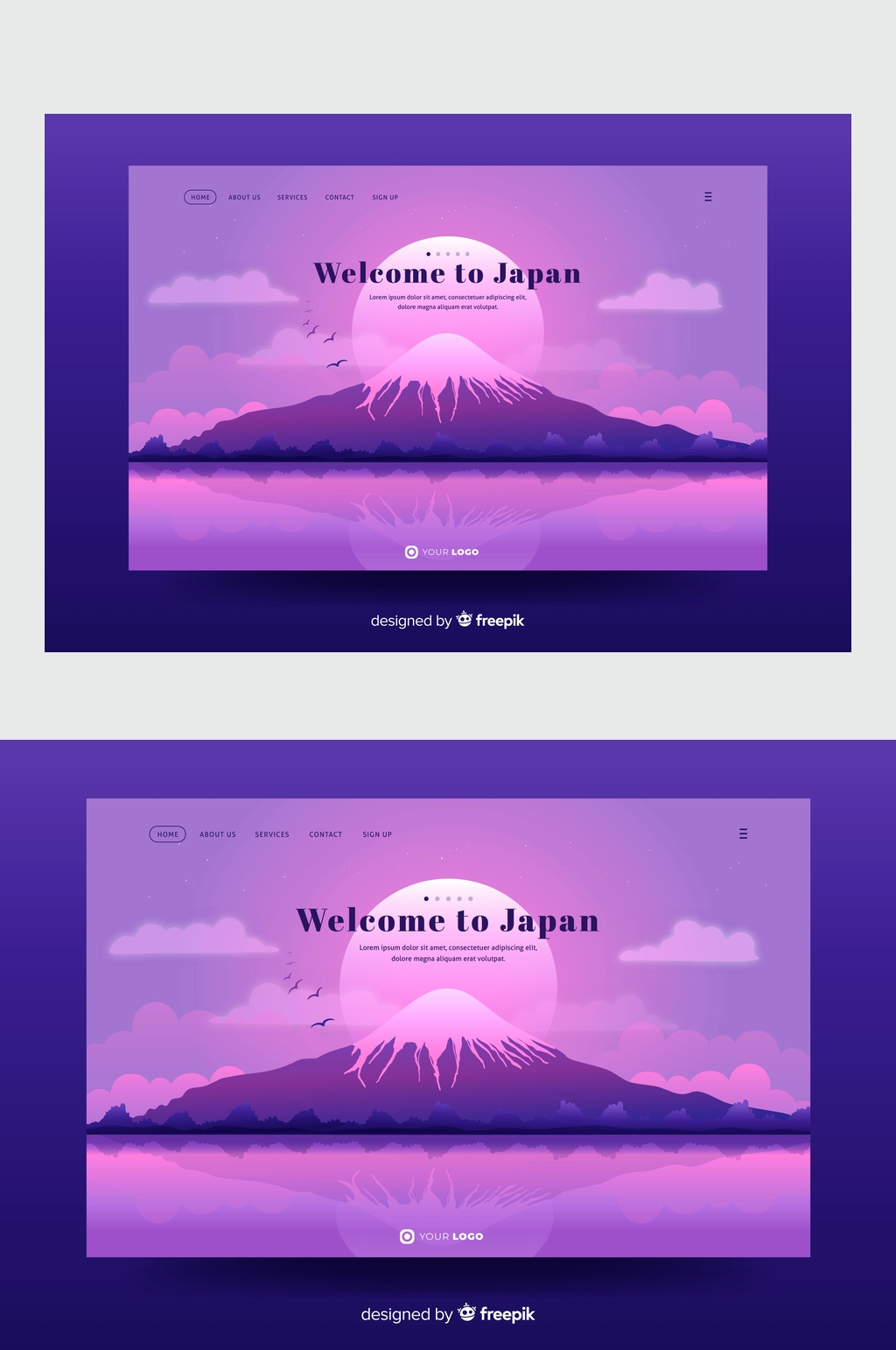 唯美欢迎来日本扁平插画风UI界面设计素材