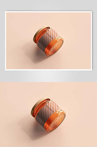 橙色圆形创意大气阴影玻璃罐样机