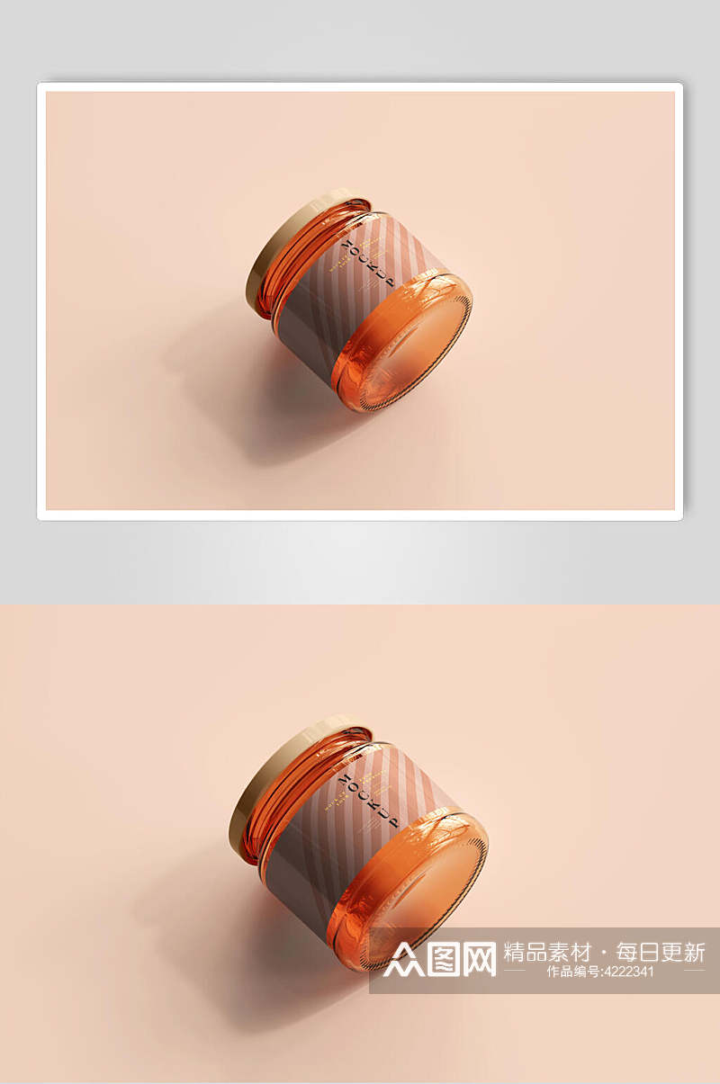 橙色圆形创意大气阴影玻璃罐样机素材