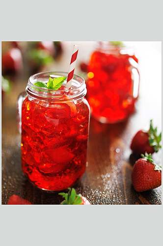 招牌草莓鲜榨水果汁摄影图片叁