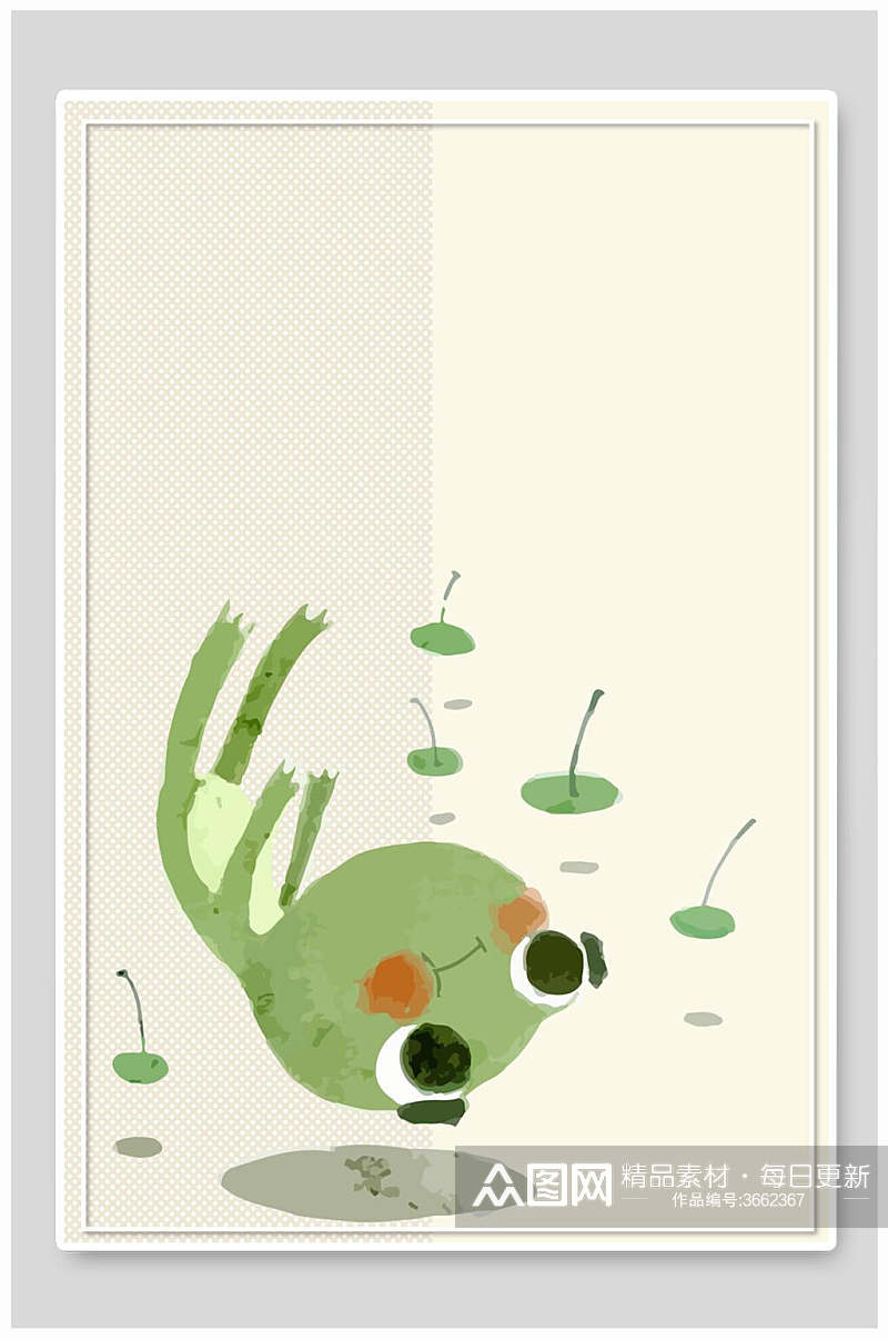 可爱手绘青蛙动物矢量插画素材