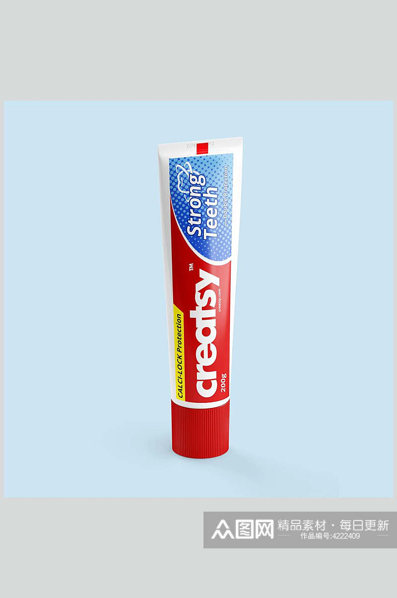 红蓝英文创意大气简约牙膏展示样机素材