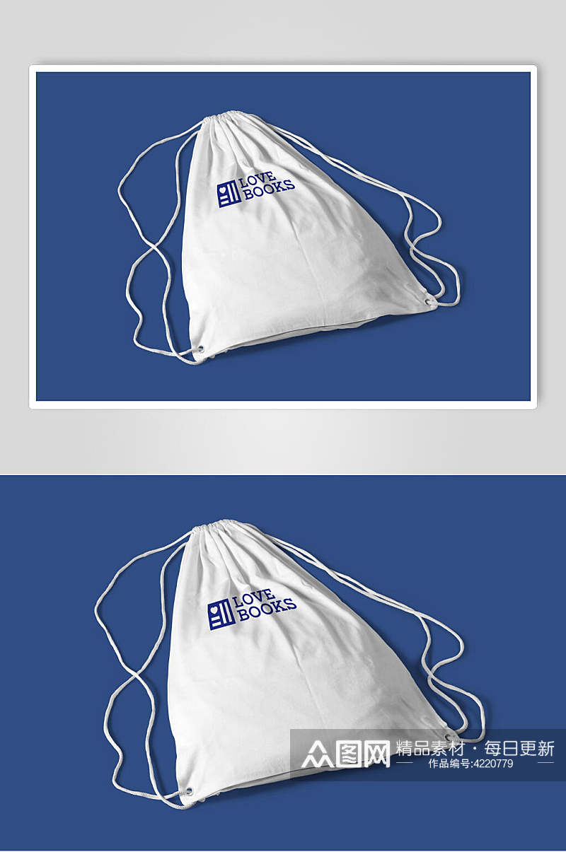 袋子蓝白创意大气英文清新品牌样机素材