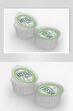 绿色透明创意大气简约快餐包装样机