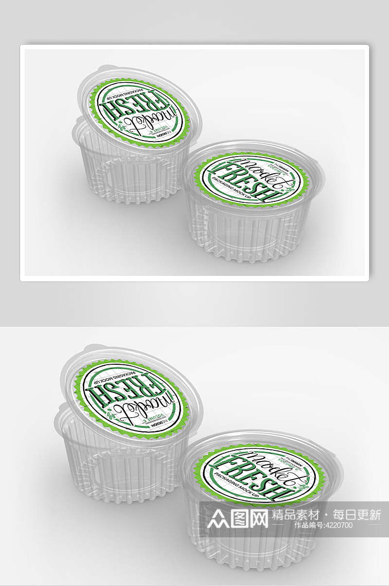 绿色透明创意大气简约快餐包装样机素材