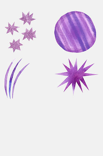 水彩紫色梦幻宇宙星球免抠素材