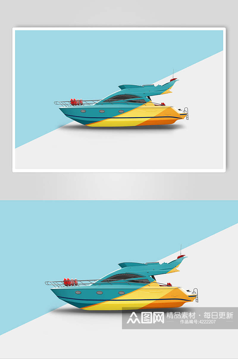 轮船创意大气彩色车身贴纸设计样机素材