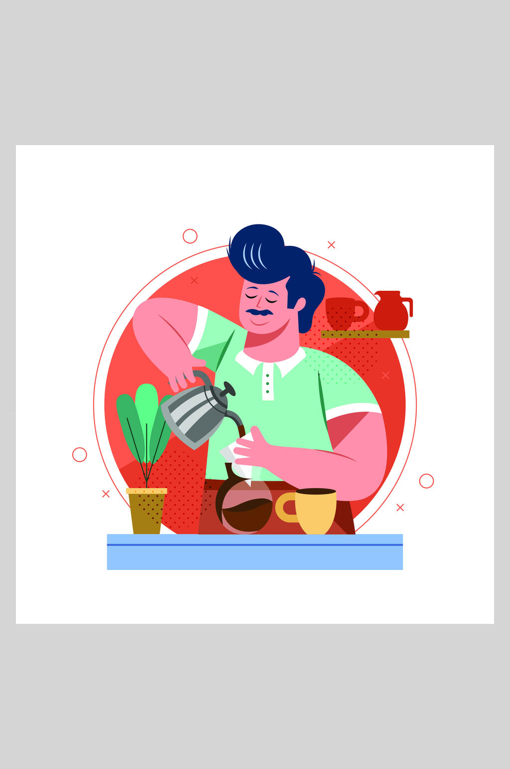 白色简洁咖啡店矢量插画素材