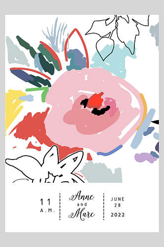 时尚彩色抽象花卉矢量宣传海报