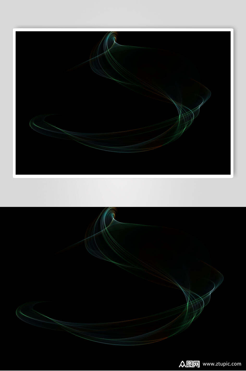 绿色火芒滤色效果黑底图片