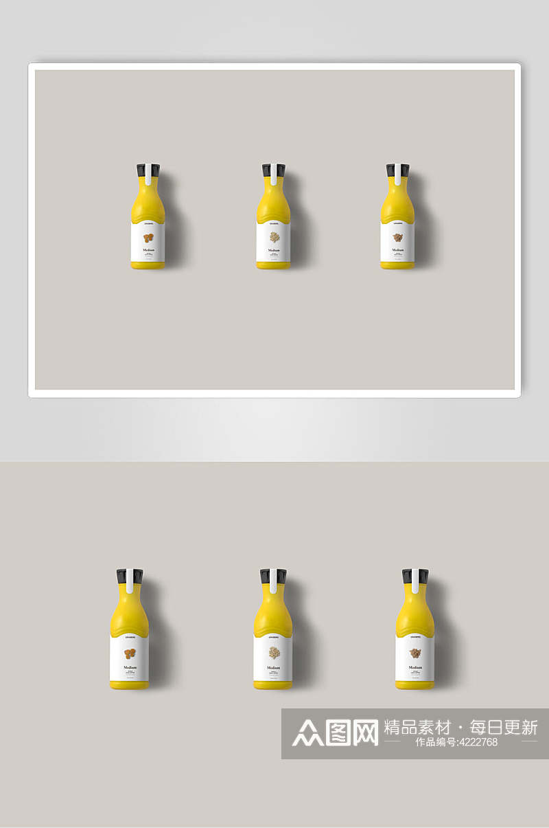 黄色高端大气瓶子零食坚果包装样机素材