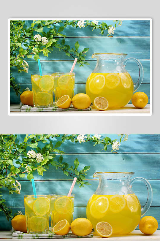 清新时尚柠檬水鲜榨水果汁摄影图片叁