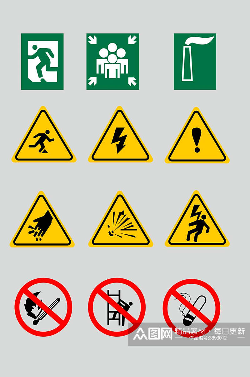 黄色安全警示标牌矢量素材素材