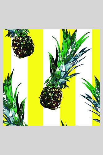小清新菠萝水果插画背景矢量素材