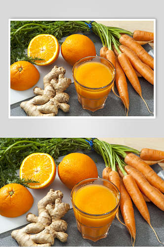 胡萝卜橙汁鲜榨水果汁摄影图片叁