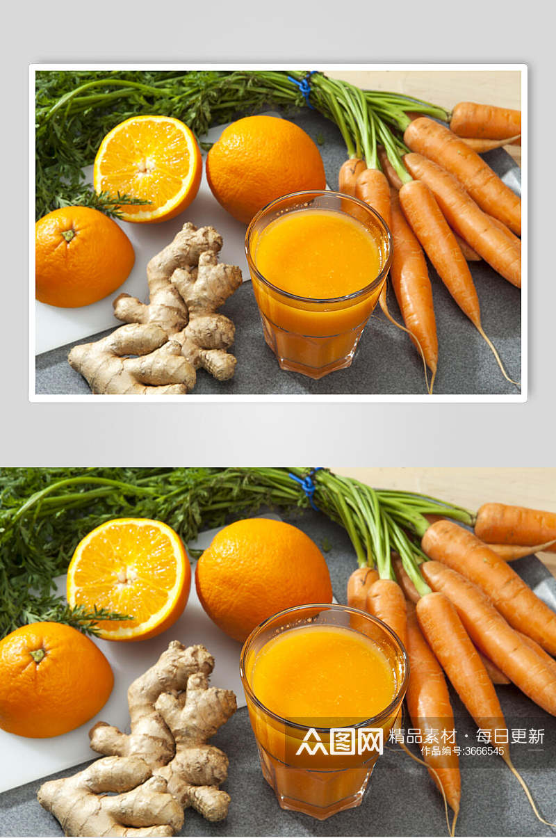 胡萝卜橙汁鲜榨水果汁摄影图片叁素材