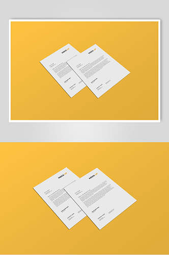 橙色纸张创意大气清新简约单页样机