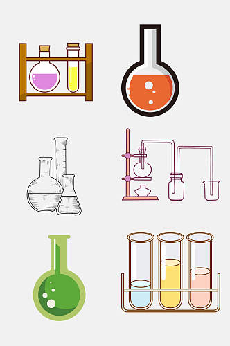橙绿架子卡通科学化学用具免抠素材