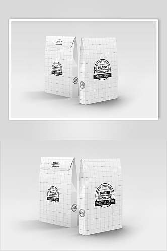袋子线条创意大气白色快餐包装样机