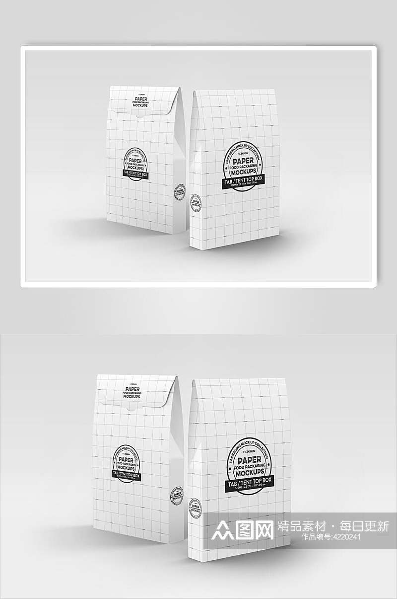 袋子线条创意大气白色快餐包装样机素材