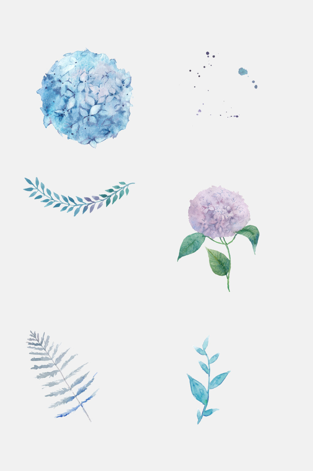清新淡雅水彩动植物免抠素材素材