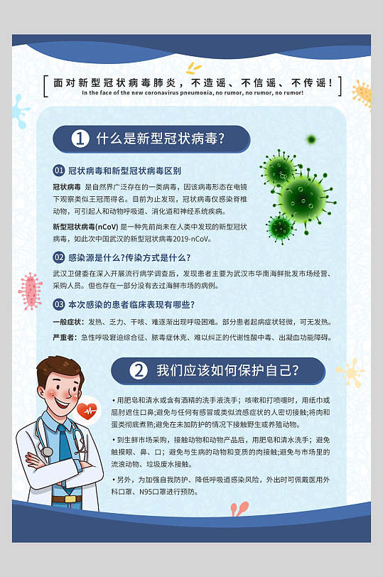 新型冠状病毒普及预防病毒海报