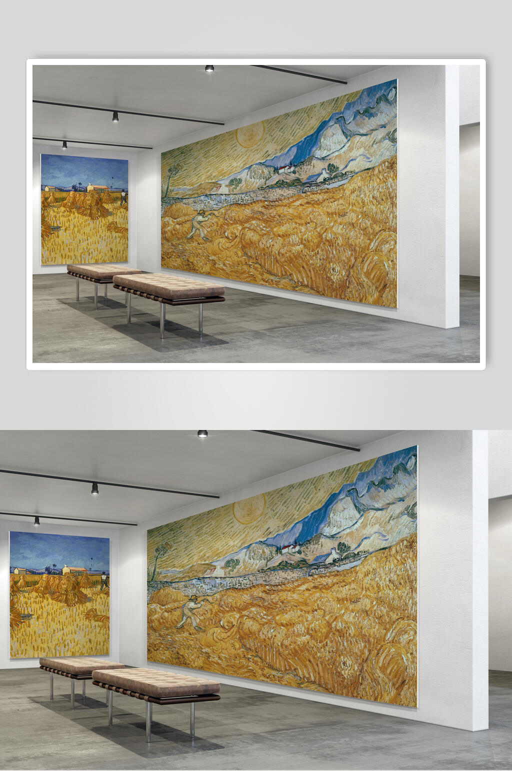 桌子唯美艺术展览馆品牌VI设计样机素材